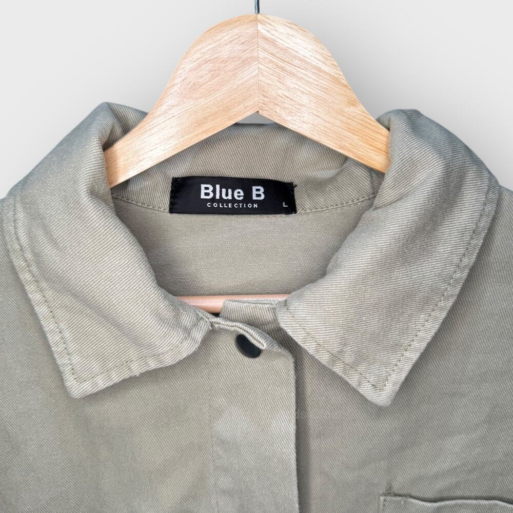 Blue B Collection Large Sage Green Oversized Button Shacket Distressed Boho - Picture 3 of 8